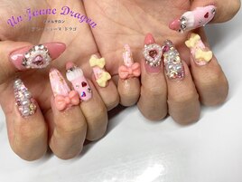 【ロングネイル】リボンゴテゴテ