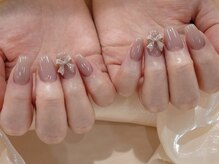 ルレーブ(LE REVE)/ワンカラーネイル×リボンパーツ