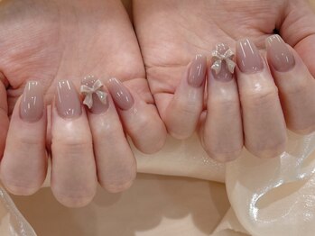 ルレーブ(LE REVE)/ワンカラーネイル×リボンパーツ