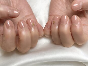 ヒールネイル(heal nail)/サーモンpink×金箔~