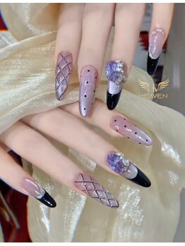 ヘブン ネイル 鶯谷(HEAVEN Nail)/ラベンダー×ブラックネイル