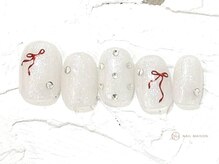 ネイルメゾン 池袋店(NAIL MAISON)/キラキラレッドリボン¥6800