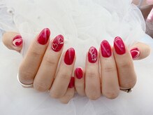 スウィートハート(Sweet Heart)/ボルドーカラーハートネイル