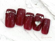 ネイルメゾン 池袋店(NAIL MAISON)/キラキラ赤ハート￥7800