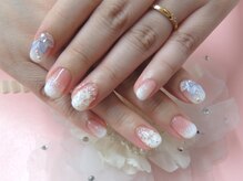 ネイルサロンミキ 横浜(MIKI)/サムシングブルーネイル手描き花