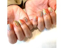 ハーティーネイル hearty nail 溝の口店/キラキラ3色ラメグラデーション