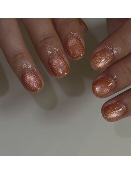 フォトン(Photon)/オレンジ×マグネットネイル