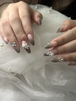 アートネイル ギャラリー(Art nail Gallery)/グレー×可愛いさミックス