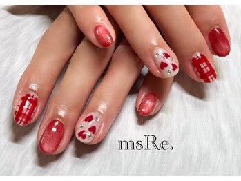 ハート&チェックネイル