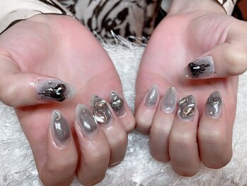レアネイル 新宿(le'a nail)/黒チークネイル