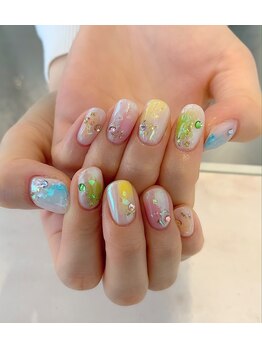 キラキラレインボーネイル☆