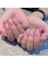 ピンク×オーロラネイル