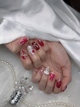 バレンタインネイル