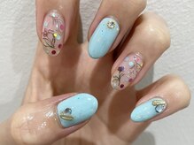 クォーターリゾートネイル(QUARTER RESORT nail)/フラワーシースルーネイル☆