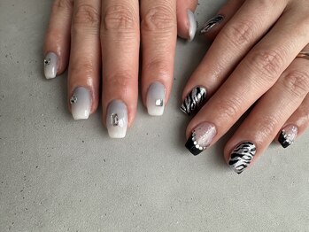 ゼブラネイル/2色グラデ