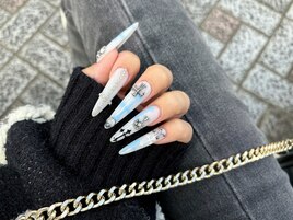 ★水色クロムロングネイル★