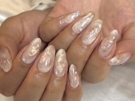 桃ネイル/ニュアンス/秋ネイル