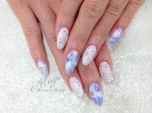 ネイルサロン ビューティーマジック 川口店/ ブルーフラワーネイル