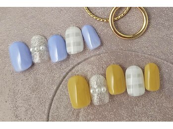 6000円　チェック　春ネイル