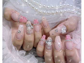 ネイル アリーズ セカンド(nail Allies 2nd)/赤ネイル ツイードネイル リボン