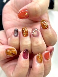 秋色べっ甲ネイル