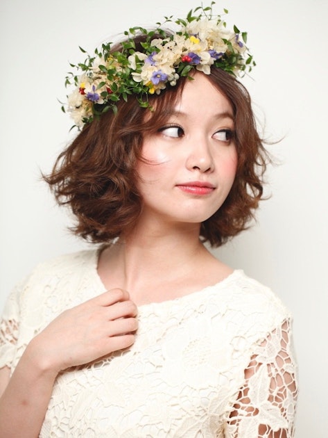 ボブ ショートの花冠スタイルかわい過ぎる 短めヘアスタイルのウェディング特集 ホットペッパービューティーマガジン