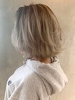 ホワイトベージュボブ_ウォーターフォール毛先パーマ_ba248741