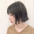 切りっぱなしボブグレージュ_ことりベージュ毛先パーマ_ba256172