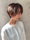 前髪ありの小顔くびれショート×イルミナショコラブラウン