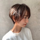 前髪ありの小顔くびれショート×イルミナショコラブラウン