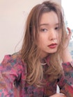 毛先パーマ レイヤーセミロング 