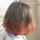 ボブ×オレンジの裾カラー