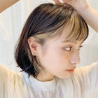 シースルー ハイライト 切りっぱなしボブ