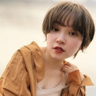 オレンジベージュ×マッシュショート