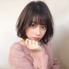 ココアブラウン大人かわいいフリンジウェーブボブ#薄めバング