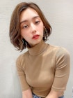 アフロート谷 20代30代 大人かわいい シアーベージュ 小顔バング
