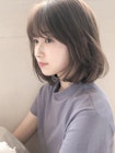 内巻きボブ大人かわいい前髪ココアブラウンフリンジウェーブ