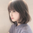 内巻きボブ大人かわいい前髪ココアブラウンフリンジウェーブ