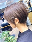 大人かわいい、耳掛け、小顔ショートボブ、ココアブラウン、銀座