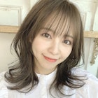 ミディアムくびれひし形(前髪大人かわいいココアブラウン)