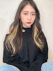 【山田】大人インナーカラーかきあげバング韓国風ヘア