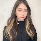 【山田】大人インナーカラーかきあげバング韓国風ヘア