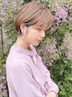 大人かわいい、耳掛け、小顔ショートボブ、ココアブラウン