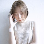 ストレートボブ_クールショートピンクベージュボブルフ_47729