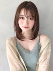 内巻きレイヤーエアリーミディ♪ワンカール小顔アッシュベージュ
