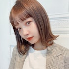 《大人可愛い鎖骨ボブ×透明感マロンブラウンカラー》