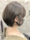 大人かわいい小顔ひし形丸みショートボブアッシュベージュ（徳竹