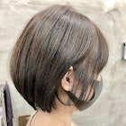 大人かわいい小顔ひし形丸みショートボブアッシュベージュ(徳竹