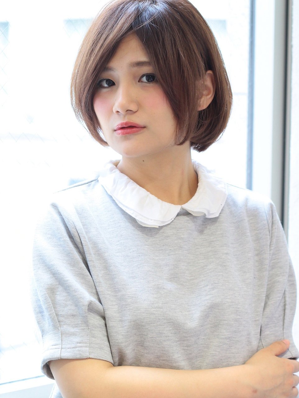大人かわいいノームコア斜めバング★抜け感ボブディ