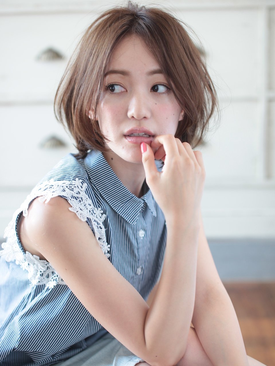 トップふんわり小顔カットとミルクティーカラーで美シルエット☆